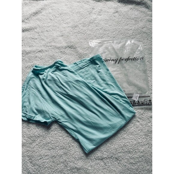 Mint Blue Dress With Pockets Criss Cross Short Sleeve Beach Tunic T Shirt Dress - Picture 12 of 12